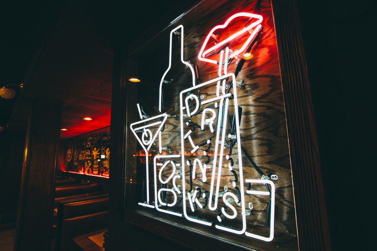 A bar’s neon sign.