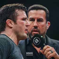Chael Sonnen speaks at Bellator 208 at the Nassau Coliseum in Uniondale, N.Y.