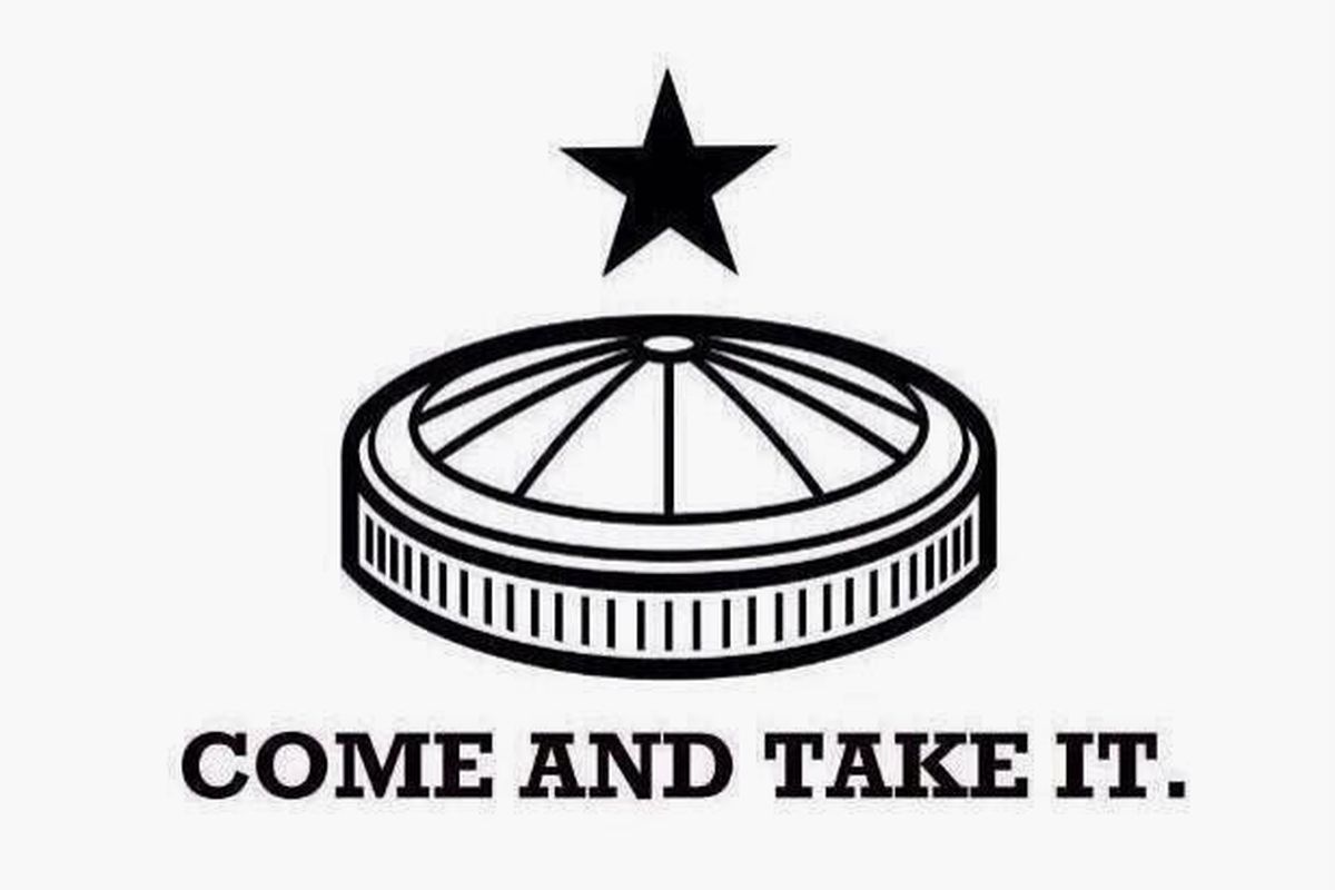 A very clever banner representing those who want to preserve the Astrodome.