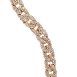 Pave Chain Link bracelet in gold with clear crystals, $198