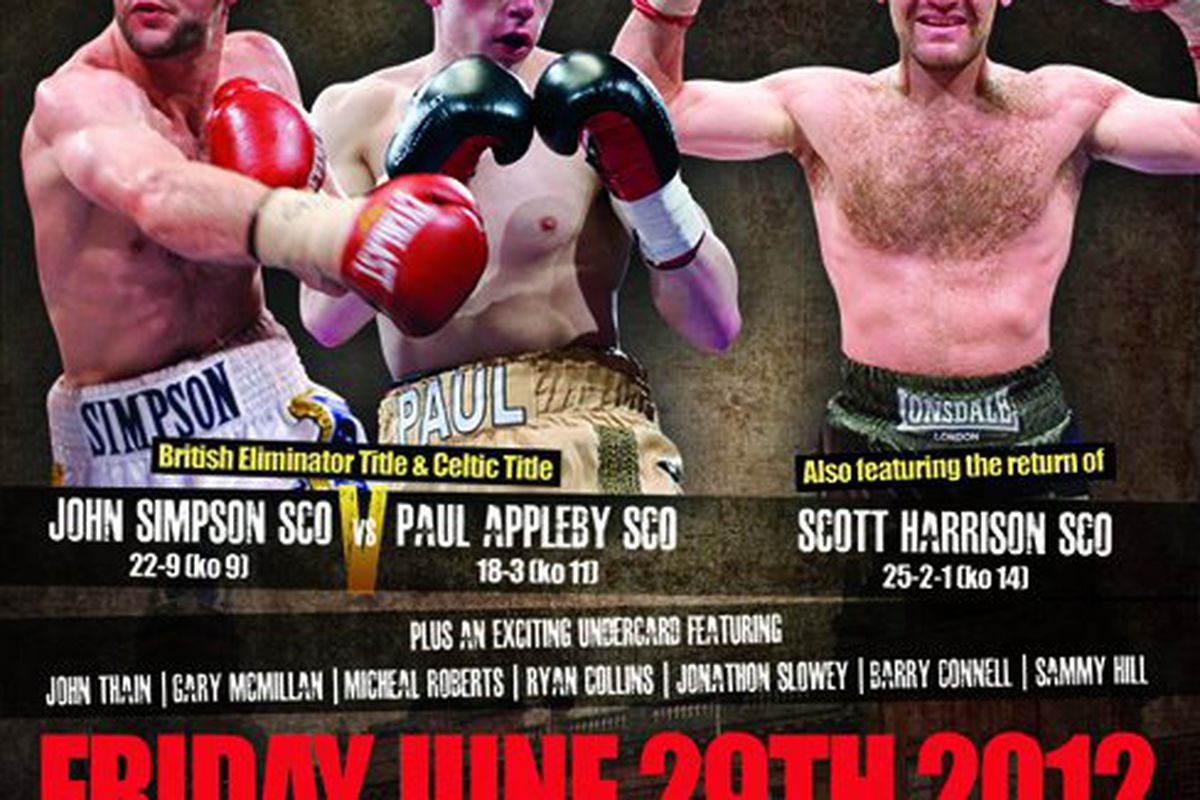 John Simpson faces Paul Appleby in the main event, and Scott Harrison returns to boxing after a seven-year absence today in Glasgow.