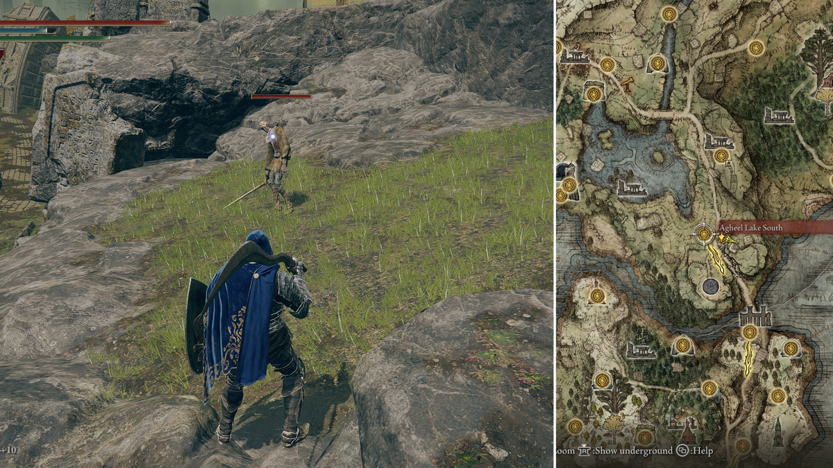 Split image showing map and a soldier who is actually a lesser runebear in disguise