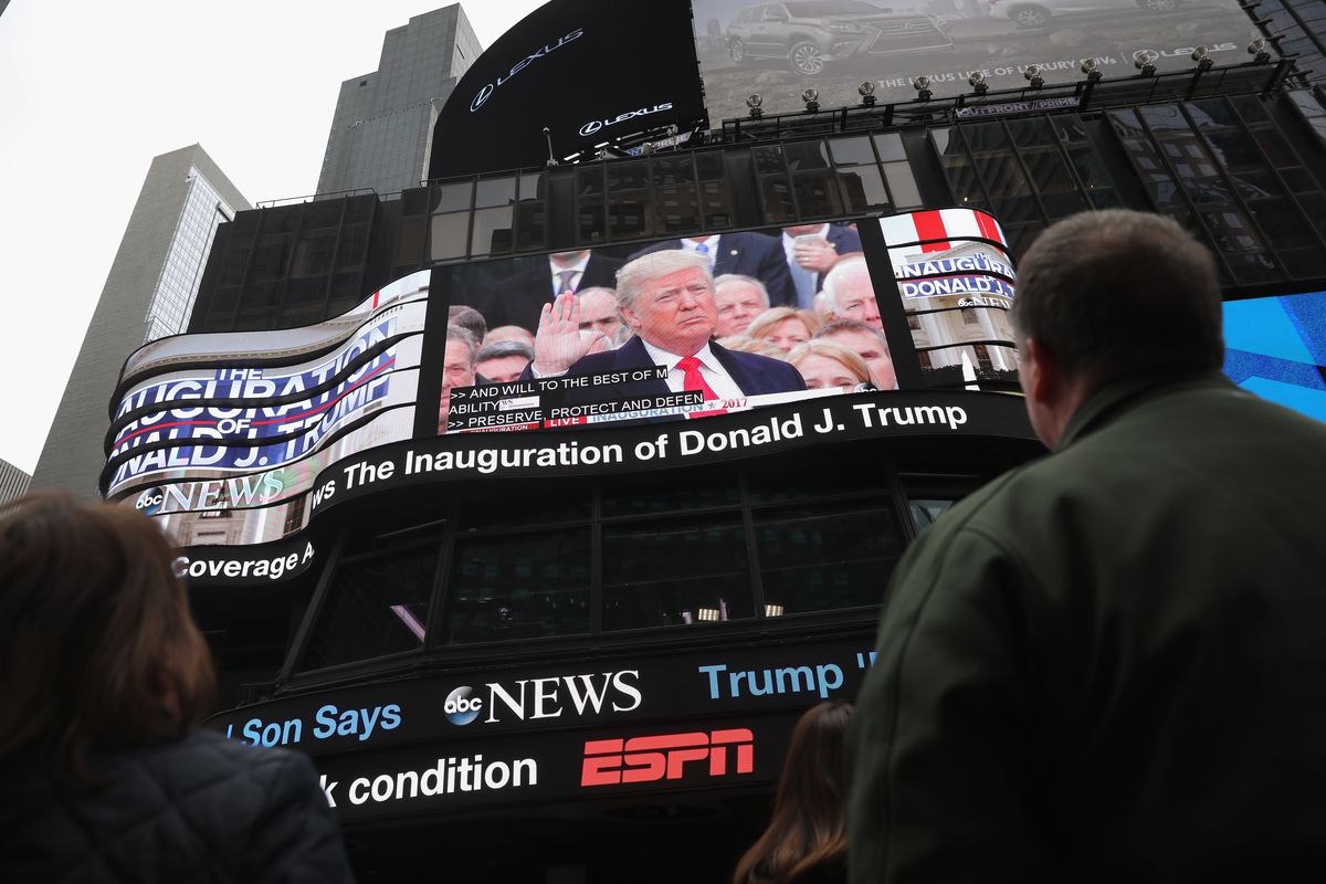 New Yorkers Watch The Inauguration Of Donald Trump