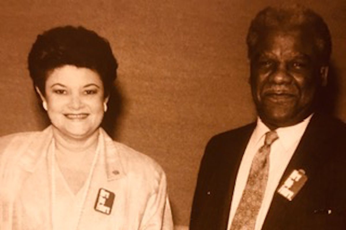 María Cerda with the late Mayor Harold Washington, who made her chief of the Mayor’s Office of Employment and Training.