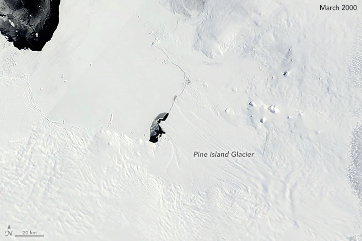 การลดลงของธารน้ำแข็งไพน์ไอส์แลนด์ในแอนตาร์กติกาตั้งแต่ปี 2543
