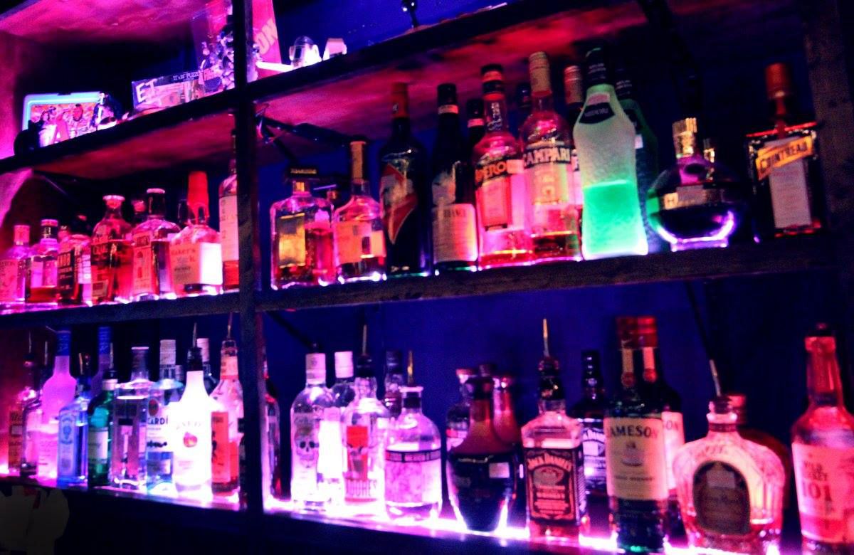 A back-lit bar. 