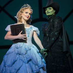 Kara Lindsay as Glinda, left, and Jackie Burns as Elphaba in "Wicked." The show is playing in Salt Lake City at the Eccles Theater through March 3.