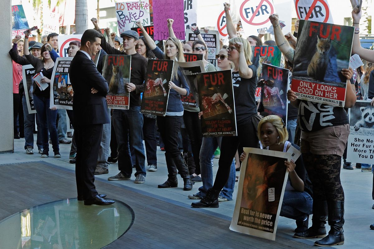 PETA protestors demonstrating earlier this year in Beverly Hills.