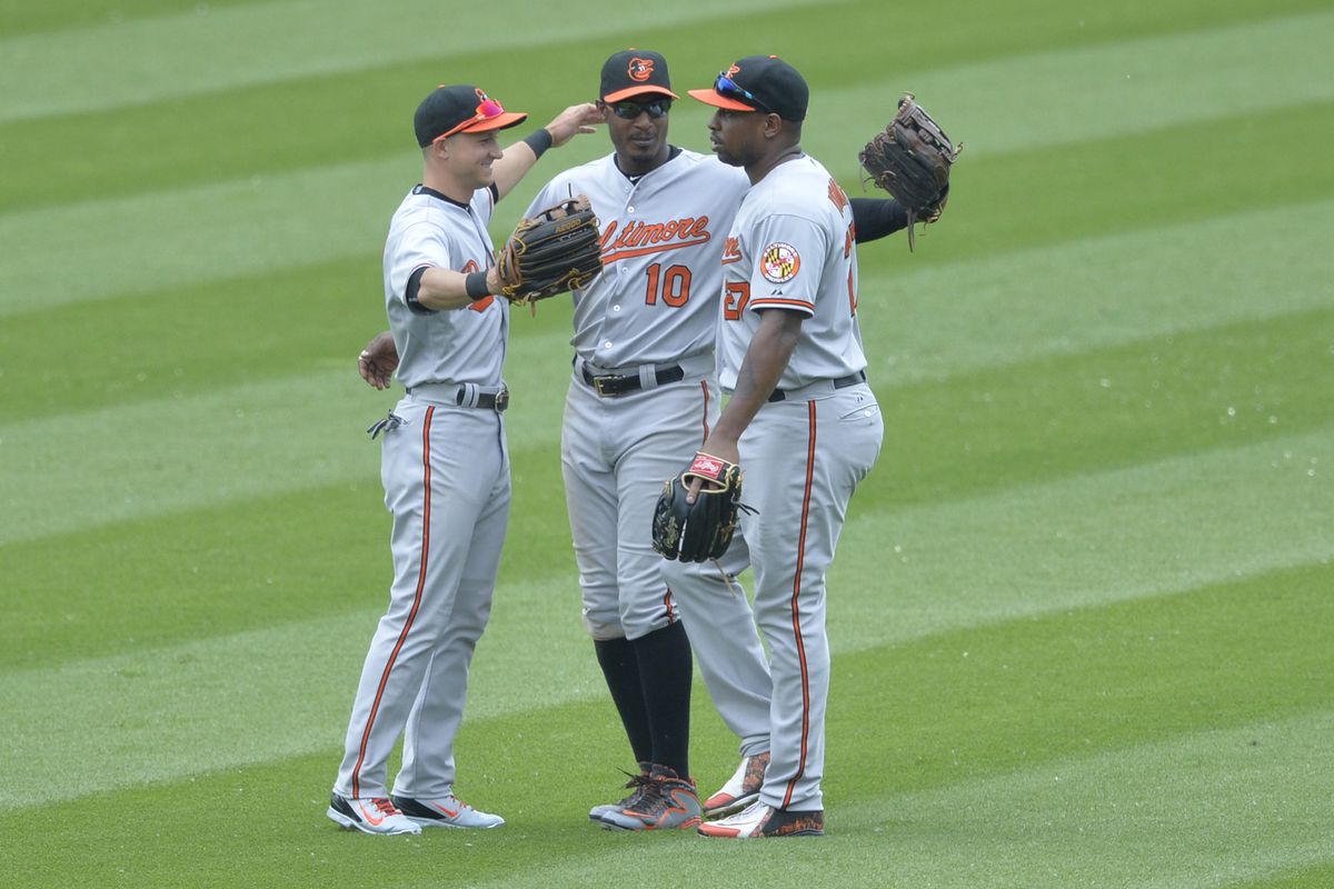 Delmon wasn't in much of a hugging mood even though the Orioles won.