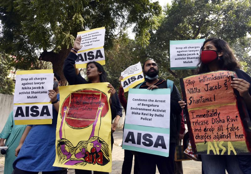AISA Protests Against Disha Ravi Arrest