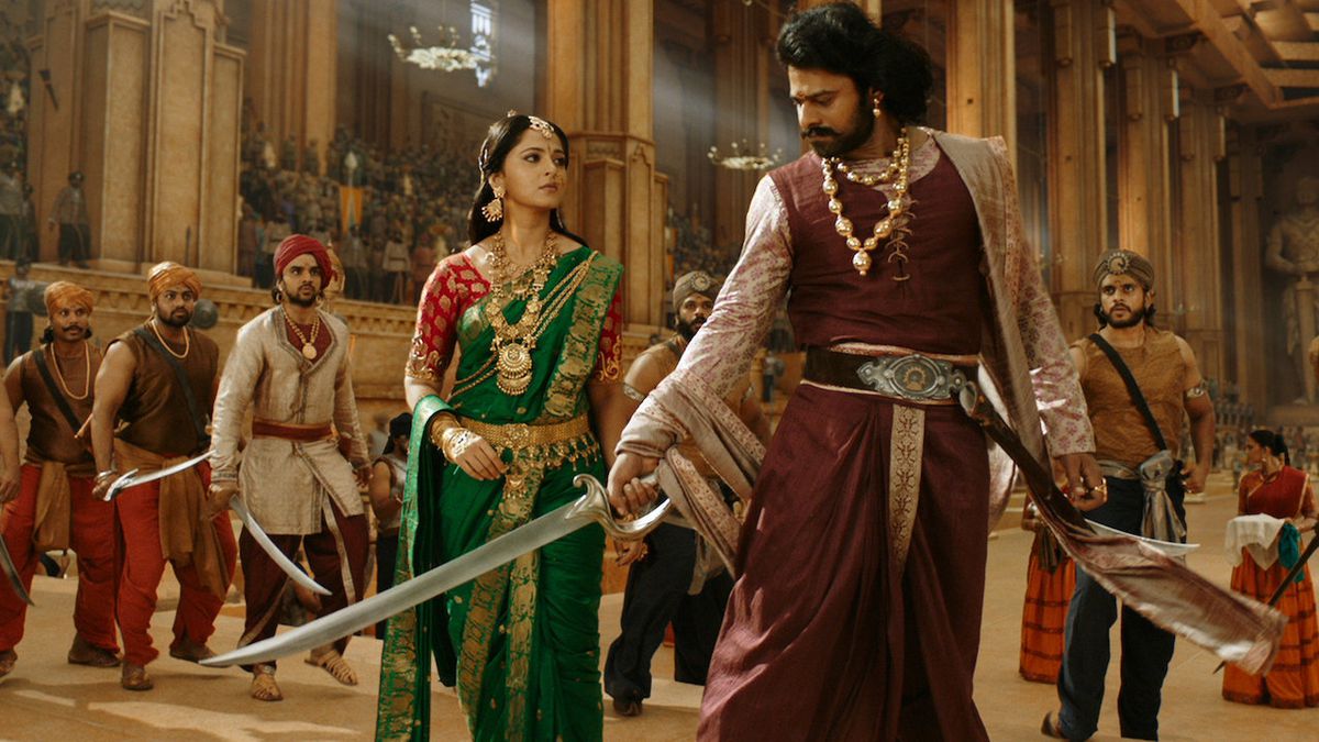 The royal court in Baahubali, with swords drawn.
