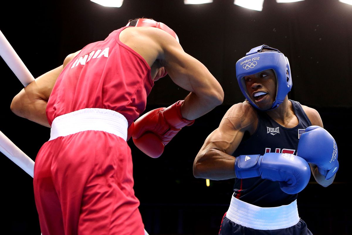 Team USA's Errol Spence is the last man standing in London, and a win today would push him to a medal. (Photo by Scott Heavey/Getty Images)