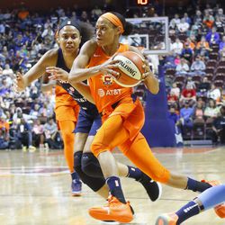 The Atlanta Dream take on the Connecticut Sun in a WNBA game at Mohegan Sun Arena in Uncasville, CT on June 21, 2019.