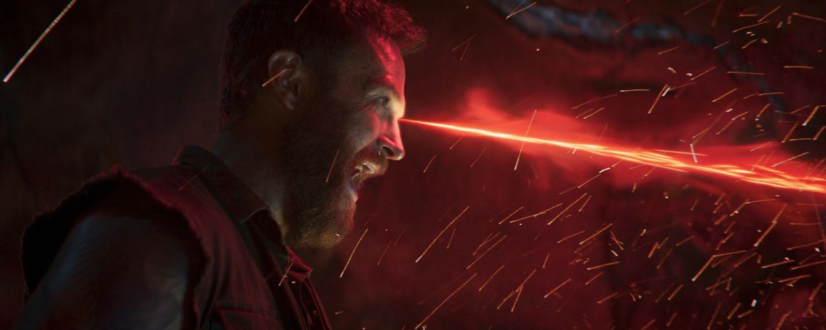 Kano fires a red energy beam from his eye in Mortal Kombat (2021)