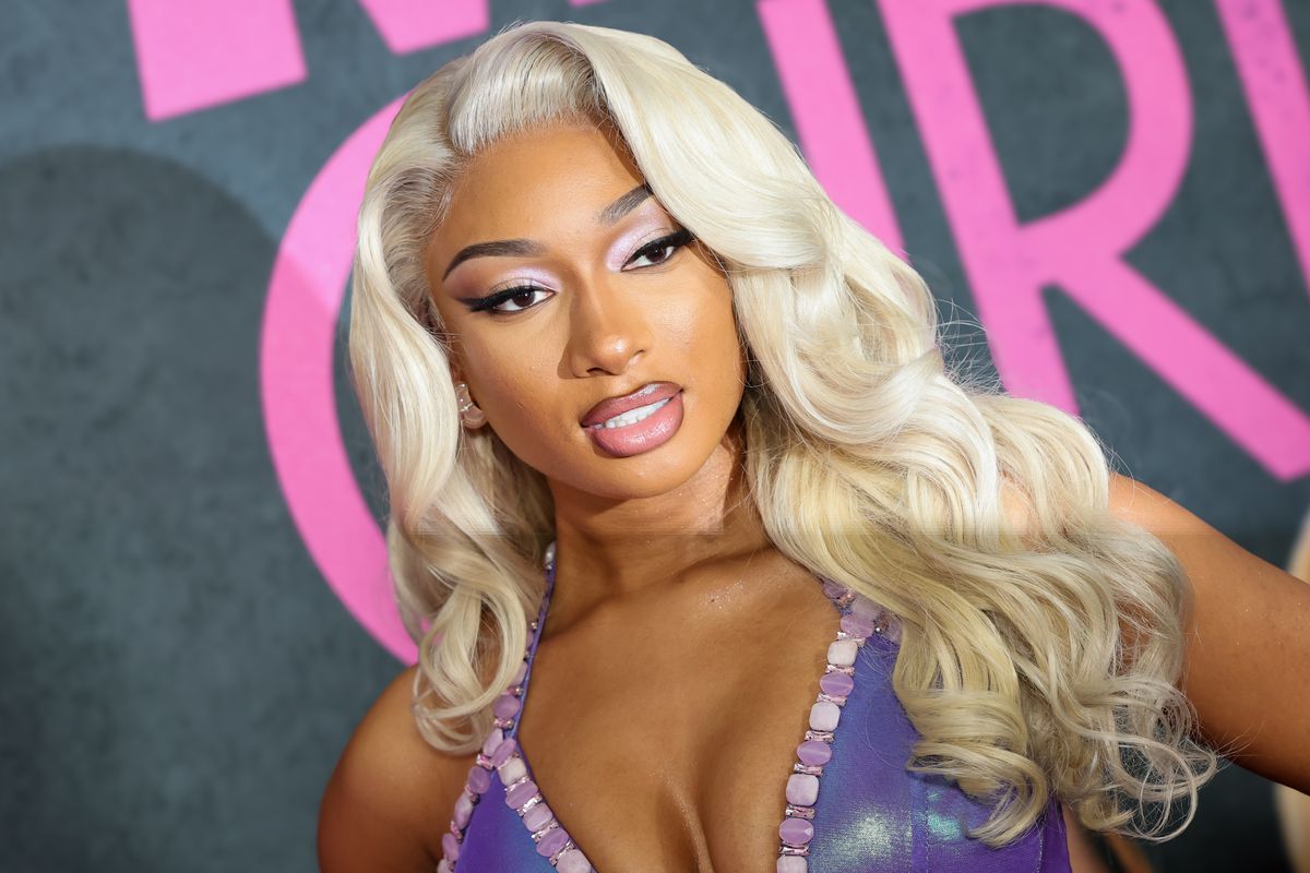 Megan Thee Stallion poses on the red carpet at the Mean Girls premiere.