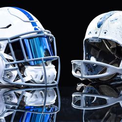 BYU’s history-inspired retro white and royal uniforms for the Cougars’ home game against Washington on Saturday, Sept. 21, 2019, will include a throwback helmet design featuring the original block “Y” logo of the early eras of BYU athletics. The helmet will also include a single royal blue center stripe similar to that used in the 1960s.