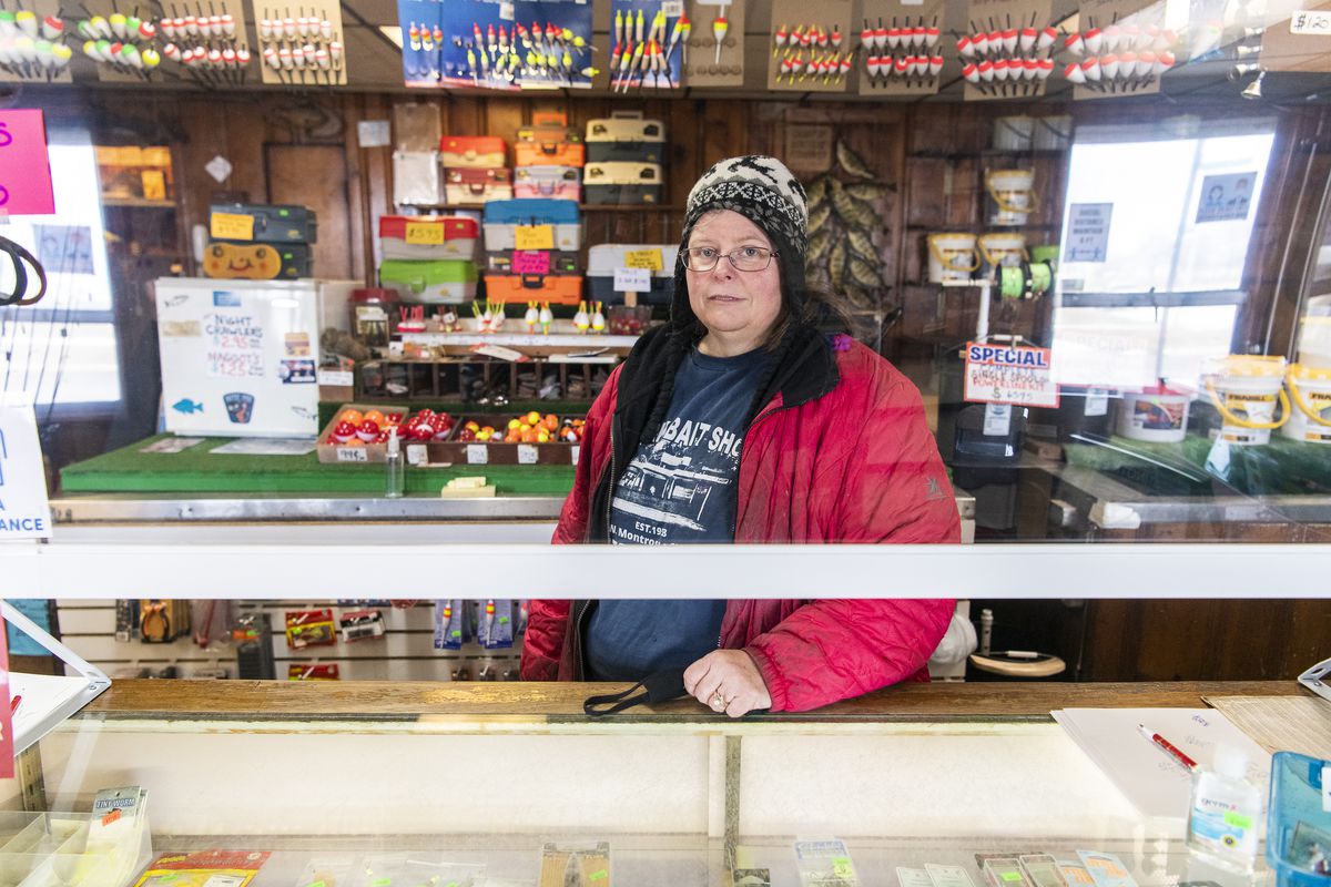 Stacey Greene, operator of Park Bait Shop at Montrose Harbor, stands inside her shop Thursday afternoon.