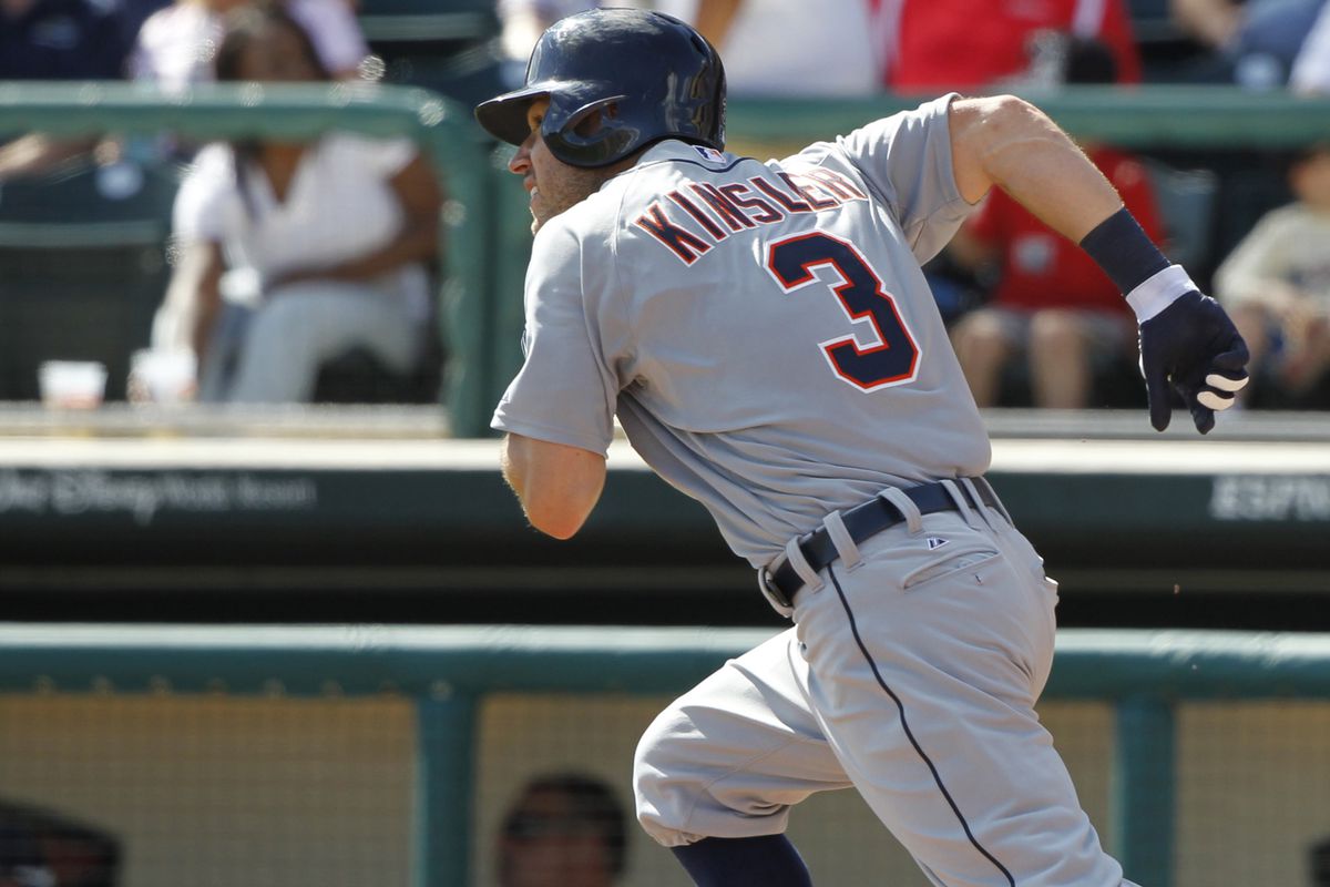 Ian Kinsler singles in a spring training game, March 2, 2014