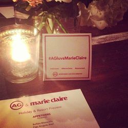 "Yum yum! Dinner time @marieclairemag @sohohouse #agluvsmarieclaire" - <a href="http://instagram.com/p/P-4adtAVhS/">@AGJeans</a>