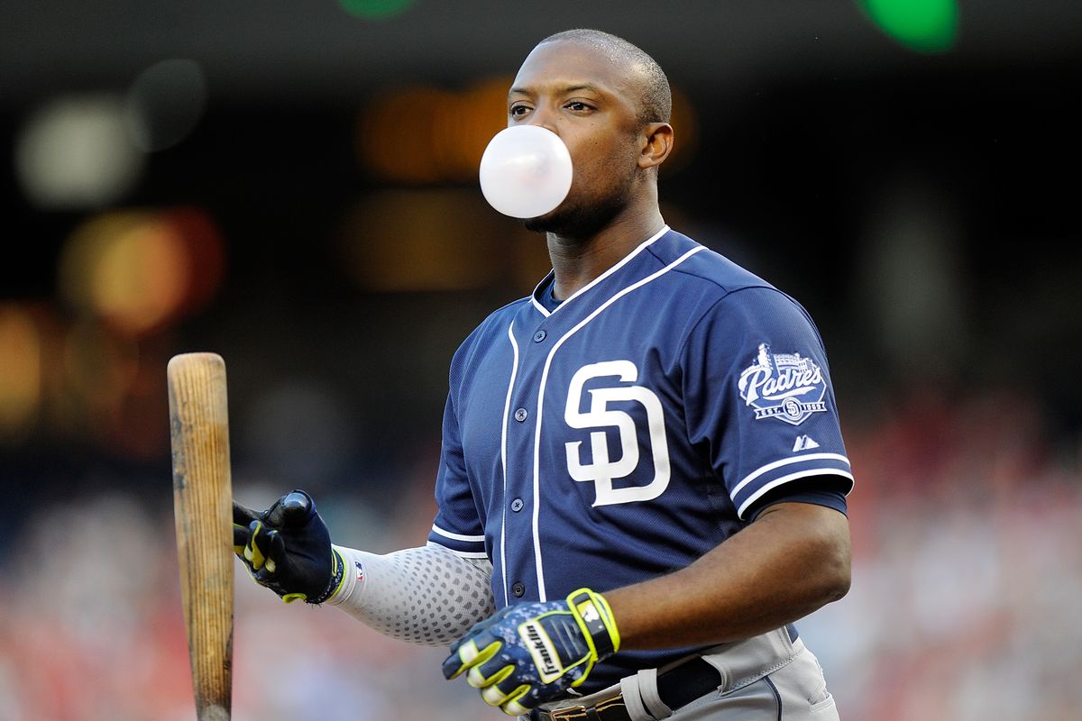 There are a surprising amount of pictures with Upton blowing a bubble.