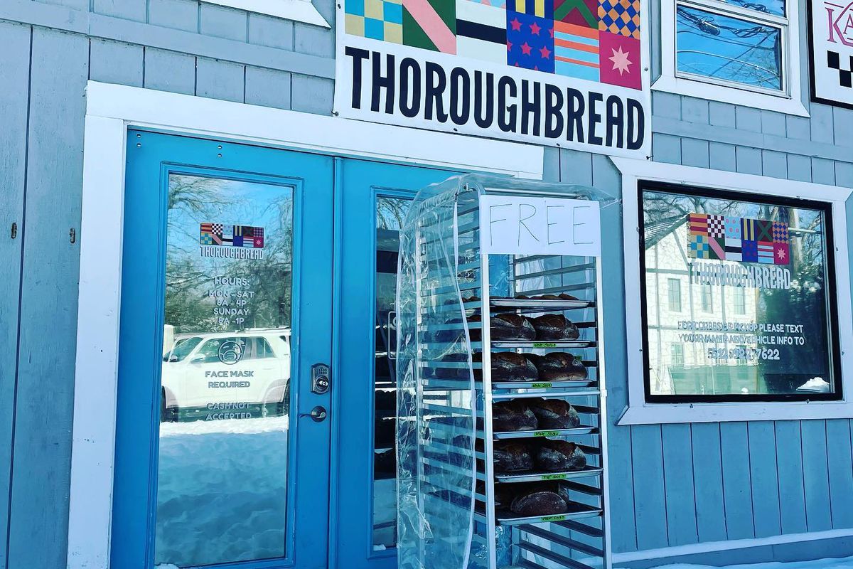 ThoroughBread left a rack of baked goods outside of its bakery