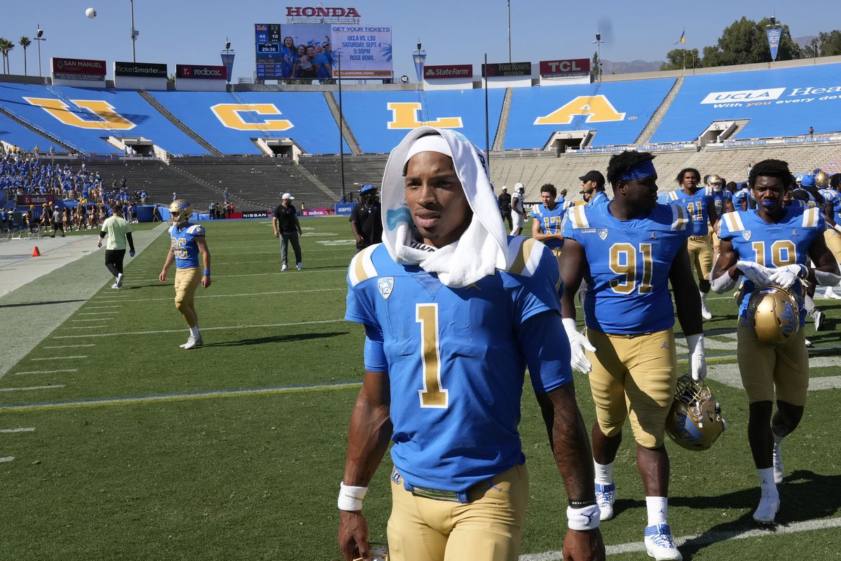 UCLA Bruins defeated the Hawaii Warriors 44-10 during a NCAA Football game at the Rose Bowl in Pasadena.