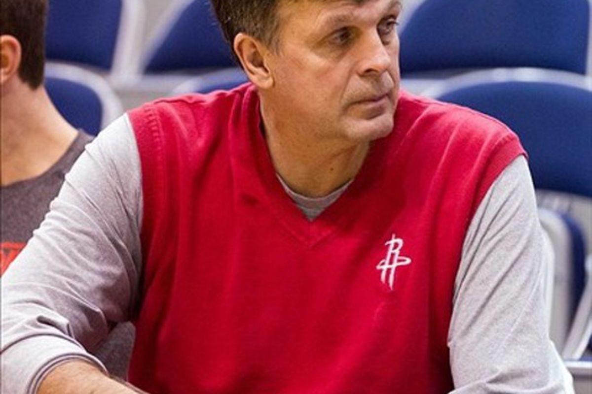 February 29, 2012; Salt Lake City, UT, USA; Houston Rockets head coach Kevin McHale prior to a game against the Utah Jazz at Energy Solutions Arena. Mandatory Credit: Russ Isabella-US PRESSWIRE