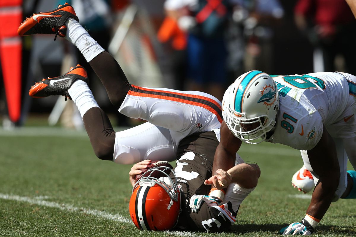 The defense looks better when Cameron Wake does this to QBs.