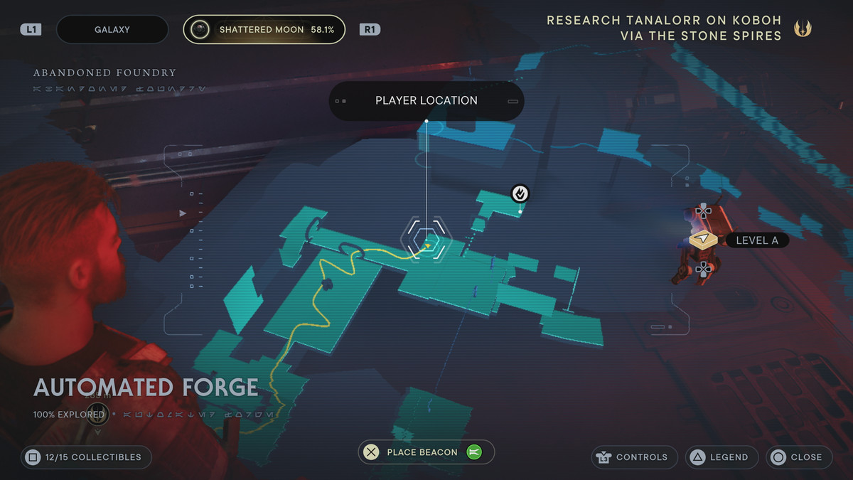 Star Wars Jedi: Survivor map showing the location of the Harmony emitter lightsaber component