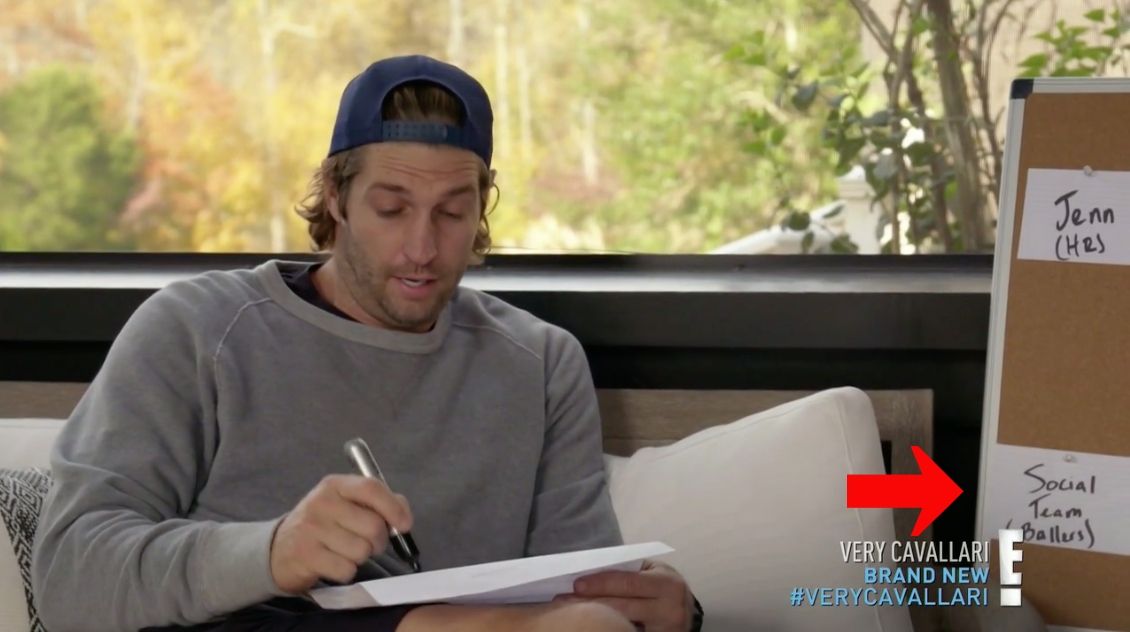 Jay Cutler sitting next to his org chart with a red arrow pointing toward “Social Team (Ballers)”