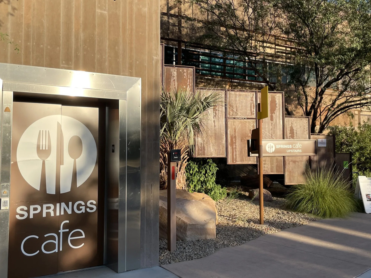 An exterior of the Springs Cafe at Springs Preserve