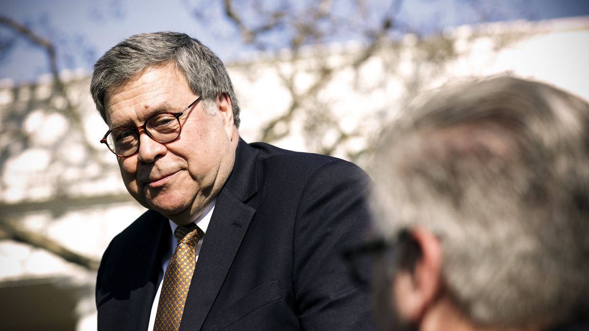 U.S. Attorney General William Barr is asked to stand up by President Trump during a Rose Garden event at the White House on February 15, 2019.