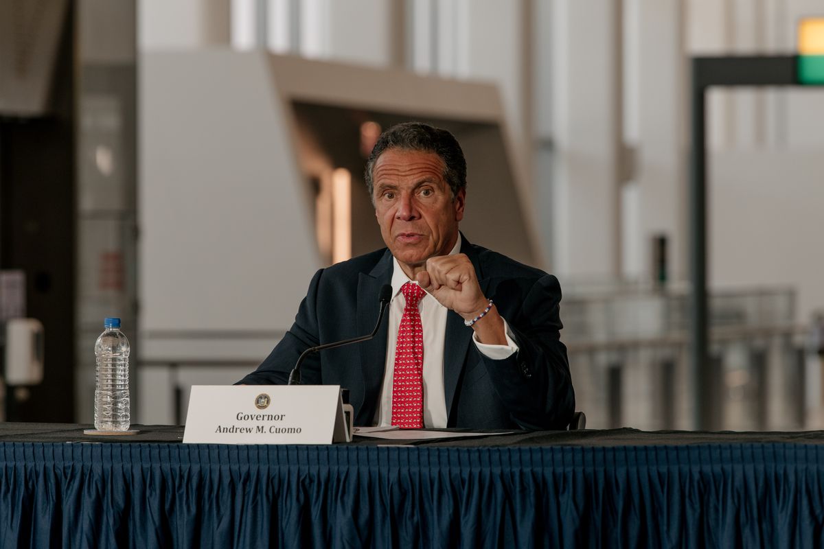 New York Governor Cuomo Holds Briefing At LaGuardia Airport