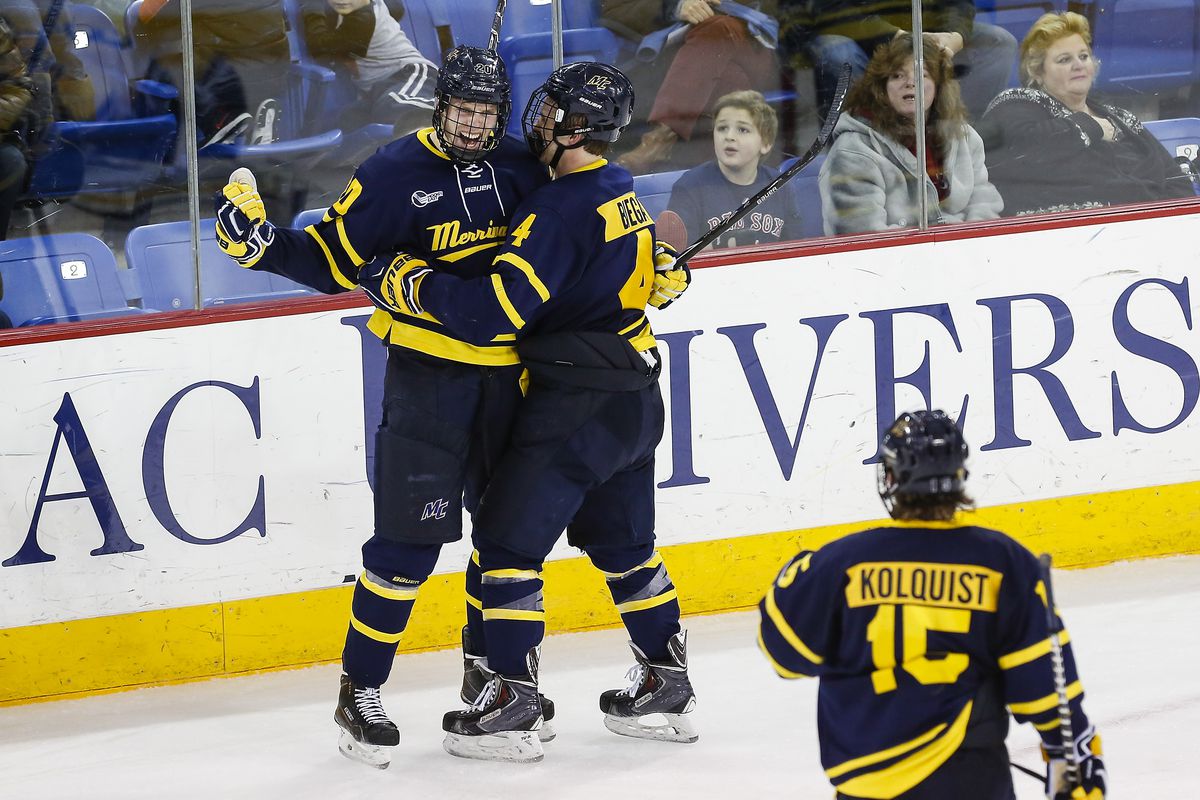 Merrimack climbed into a tie for seventh place in Hockey East Friday night with a 4-1 win over Vermont.