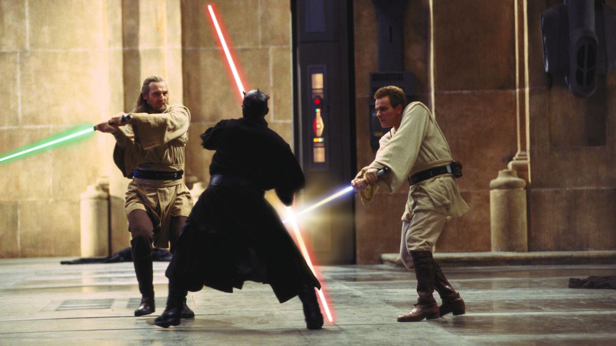 Qui-Gon Jinn and Obi-Wan Kenobi conflict Darth Maul successful The Phantom Menace.