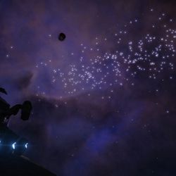 The PW2010 Supercluster shining through the Omega Nebula.
