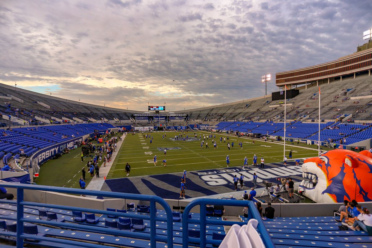 General view of Liberty Bowl Memorial Stadium prior to the game between the Memphis Tigers and the Navy Midshipmen on October 14, 2021, at Liberty Bowl Memorial Stadium.