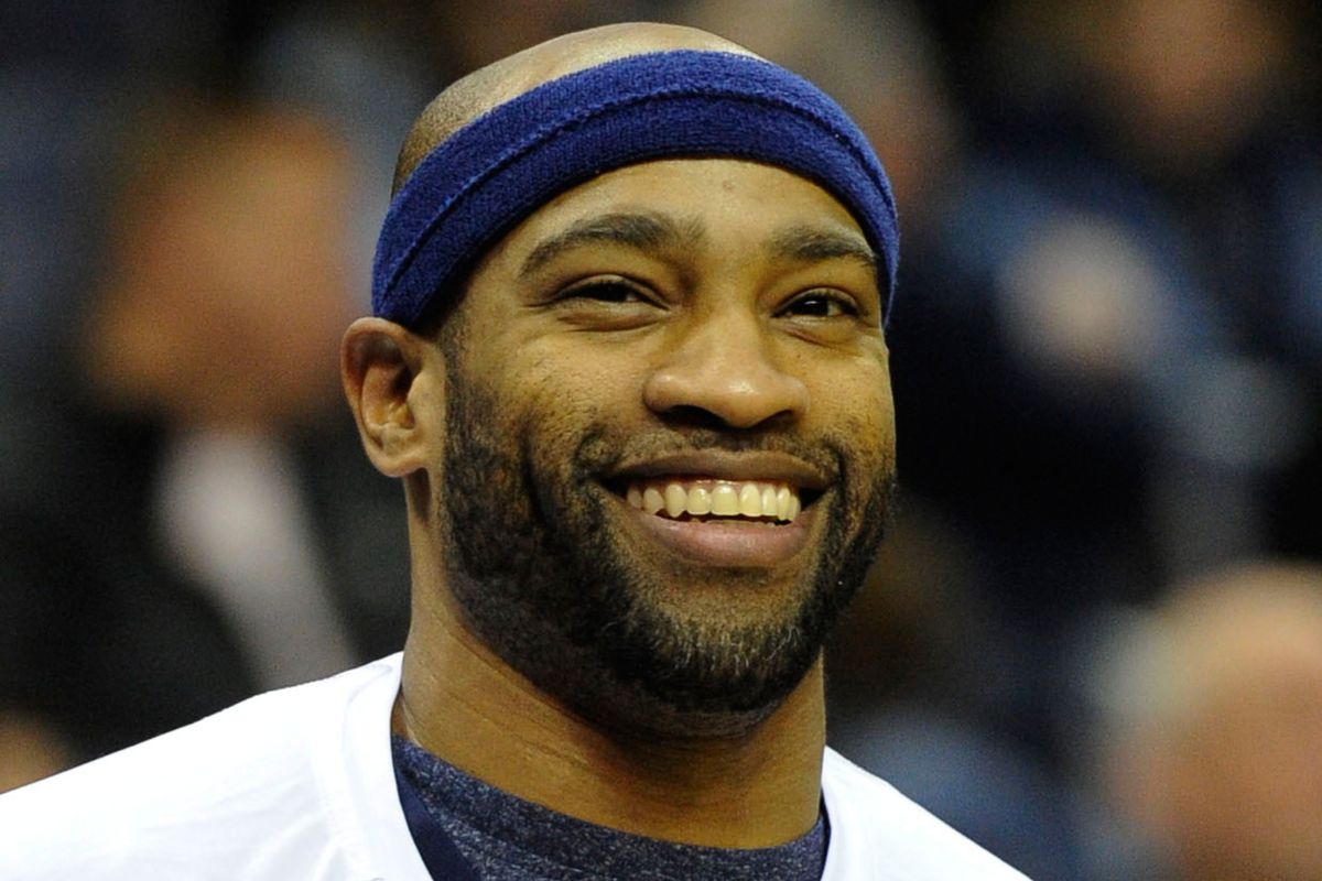 Why is Vince Carter smiling? Because he is coming to Memphis of course!