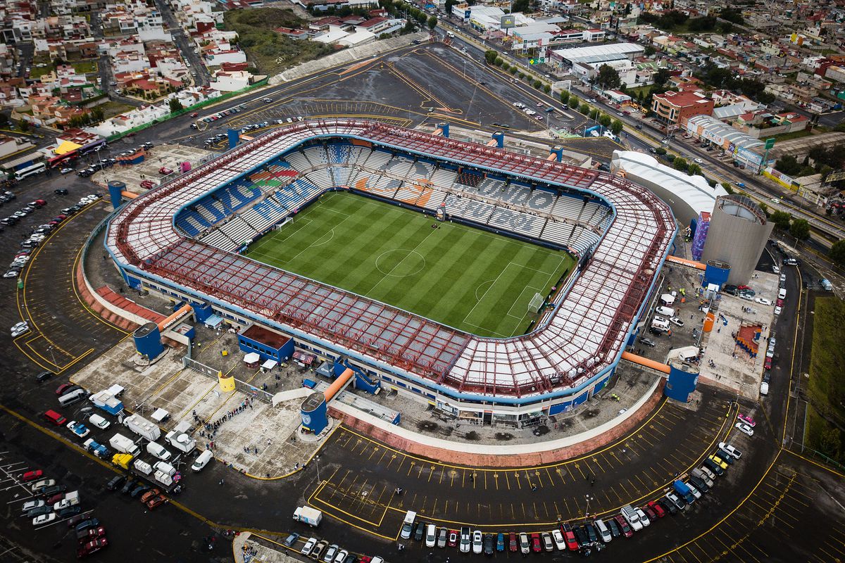 Aerial view of the Hidalgo Stadium during the 9th round match between Pachuca and Tigres UANL as part of the Torneo Apertura 2018 Liga MX at Hidalgo Stadium on September 15, 2018 in Pachuca, Mexico.