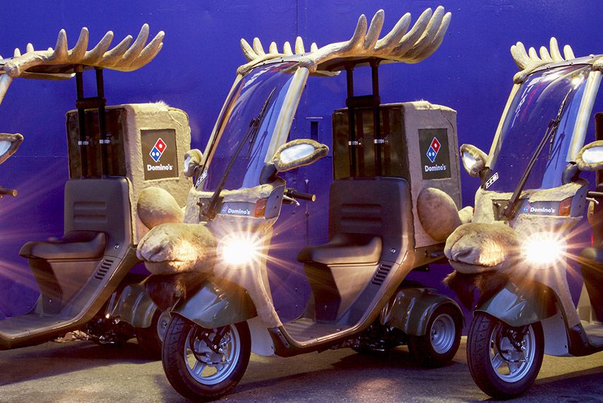 Domino's reindeer scooters 