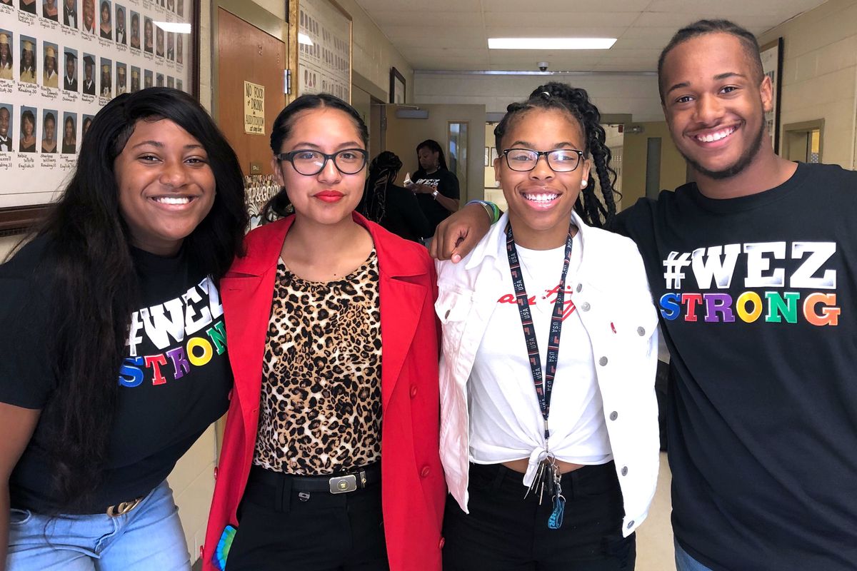 Whitehaven High School students from left, Kanah Myers, Angeles Rosales, Se'Quoia Allmond, and Keith Newsum.
