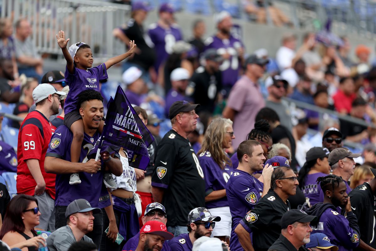 Fans are shown in the stands during the fourth quarter of the Baltimore Ravens and Houston Texans game at M&amp;T Bank Stadium on September 10, 2023 in Baltimore, Maryland.