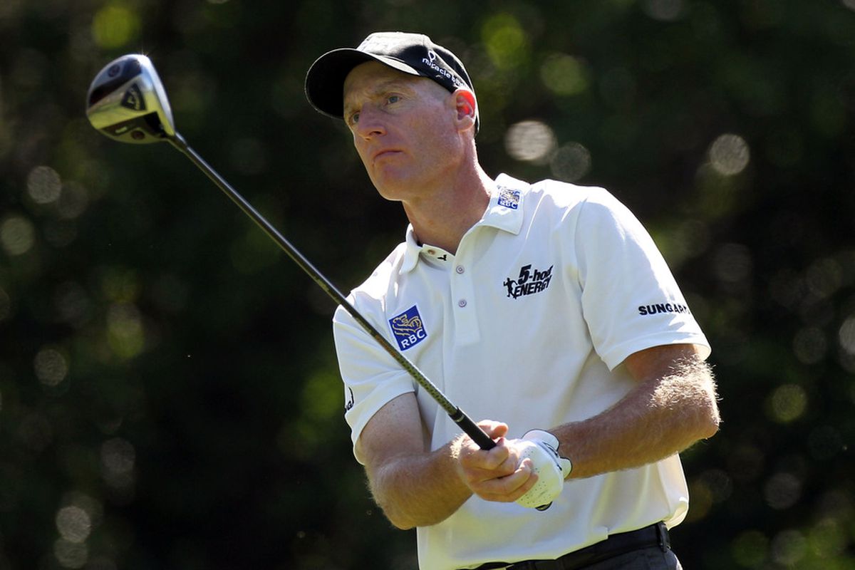 PALM HARBOR, FL - MARCH 16:  Jim Furyk hits a shot on the 9th hole during the second round of the Transitions Championship at Innisbrook Resort and Golf Club on March 16, 2012 in Palm Harbor, Florida.  (Photo by Sam Greenwood/Getty Images)
