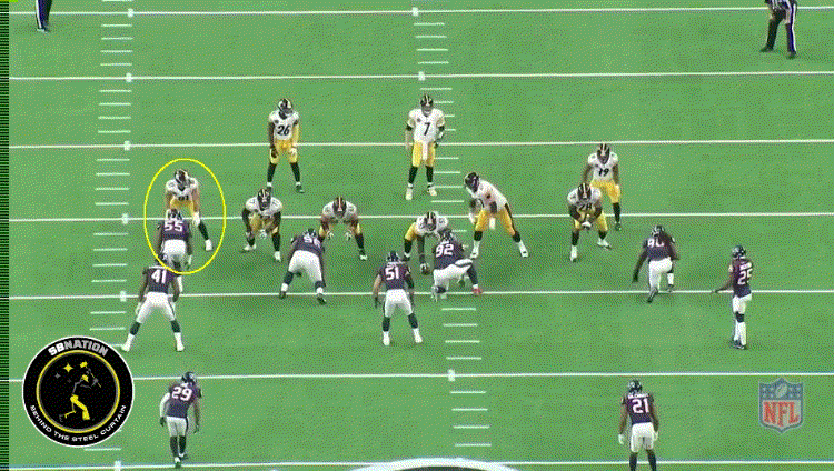 Jesse James takes out three defenders with one block vs. the Texans