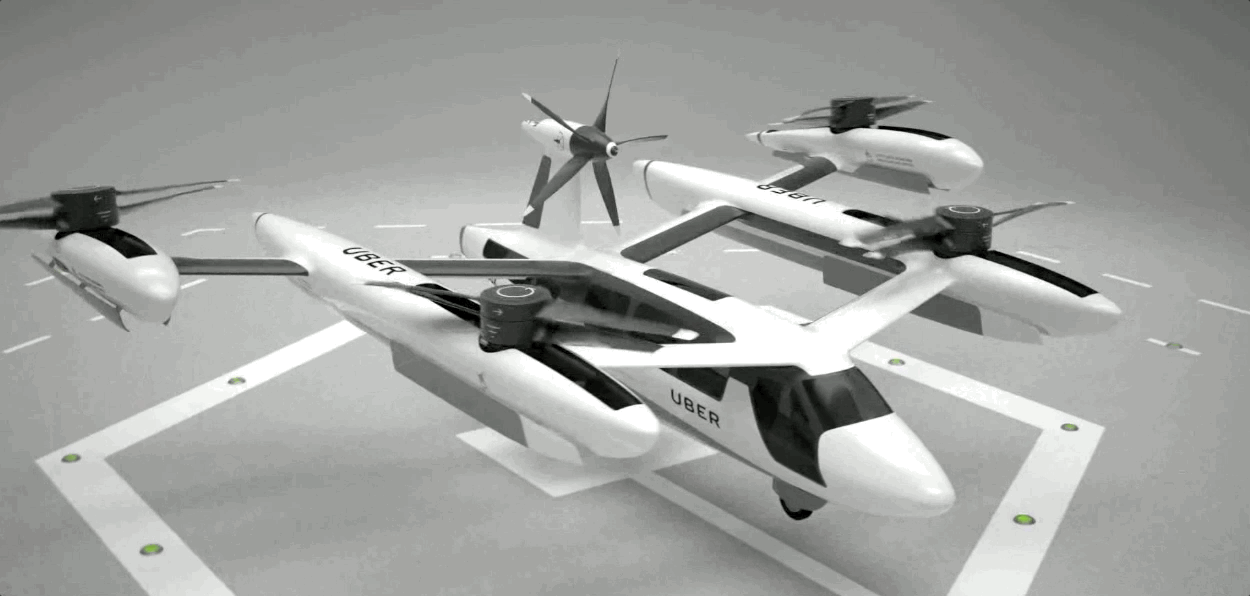 GIF of Uber’s flying car