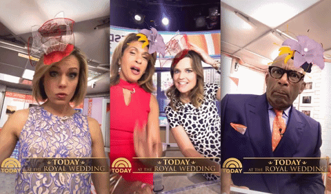 “Today” show hosts testing out their royal wedding Snapchat filter.