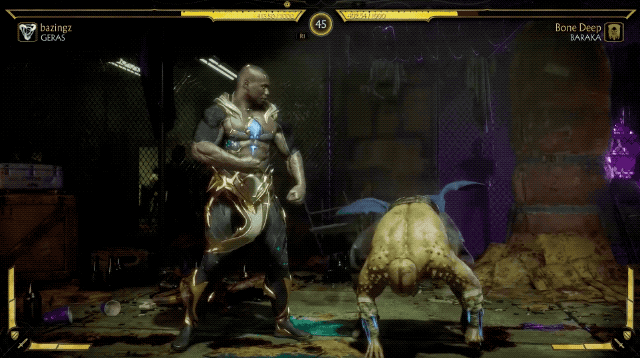 Mortal Kombat 11 - GIF of Geras using time combos against Baraka