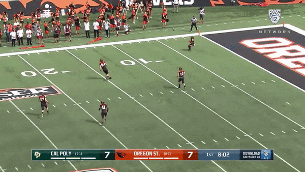 Big kickoff return for 67 yards by WR Champ Flemings.