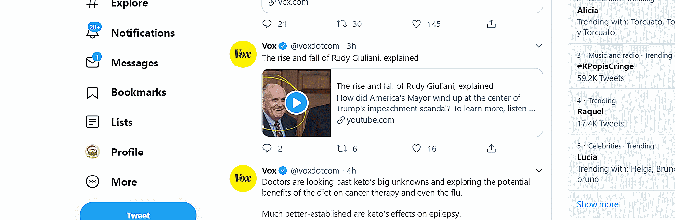 Scrolling through Vox’s Twitter feed.