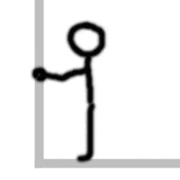 GIF of stick figure banging head against wall